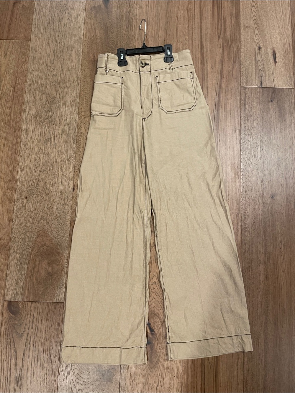 Anthropologie Maeve “The Colette” Tan Linen Blend Pants 28 Tall
